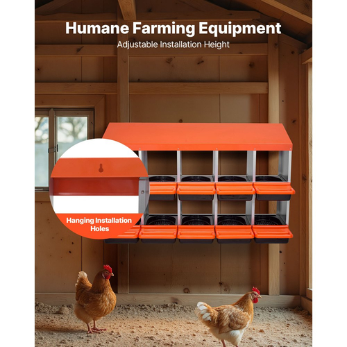 VEVOR Κουτιά φωλιάς κοτόπουλων 2 επιπέδων, 10 διαμερίσματα, μεταλλικά κουτιά ωοτοκίας αυγών με προστατευτικά καπάκια συλλογής, τυλιγόμενο κουτί φωλιάς, εύκολο στη συναρμολόγηση, ιδανικό για κότες, πάπιες, κοτόπουλα και άλλα πουλερικά