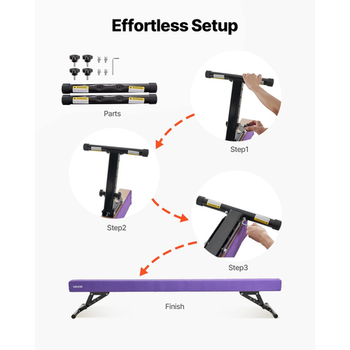 Ρυθμιζόμενη δοκός ισορροπημένης ισορροπίας VEVOR για παιδιά, δοκός γυμναστικής 8FT, ψηλές και χαμηλές δοκοί δαπέδου 5 ρυθμιζόμενων υψών για όλα τα επίπεδα γυμναστικής, επαγγελματικός εξοπλισμός γυμναστικής για το σπίτι και το γυμναστήριο, μωβ