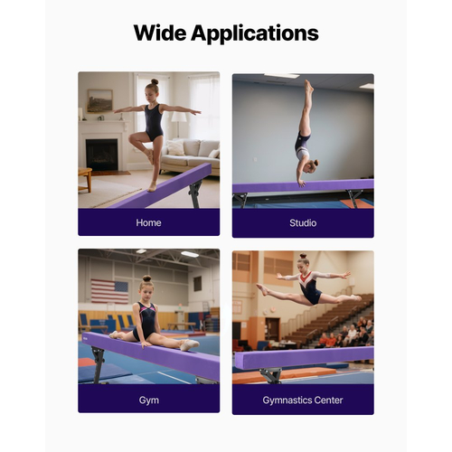 Ρυθμιζόμενη δοκός ισορροπημένης ισορροπίας VEVOR για παιδιά, δοκός γυμναστικής 8FT, ψηλές και χαμηλές δοκοί δαπέδου 5 ρυθμιζόμενων υψών για όλα τα επίπεδα γυμναστικής, επαγγελματικός εξοπλισμός γυμναστικής για το σπίτι και το γυμναστήριο, μωβ