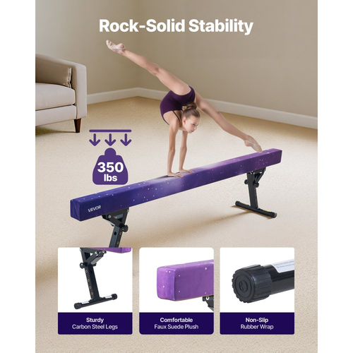 Ρυθμιζόμενη δοκός ισορροπημένης ισορροπίας VEVOR για παιδιά, δοκός γυμναστικής 8FT, ψηλές και χαμηλές δοκοί δαπέδου 5 ρυθμιζόμενων υψών για όλα τα επίπεδα γυμναστικής, επαγγελματικός εξοπλισμός γυμναστικής για το σπίτι και το γυμναστήριο, Galaxy