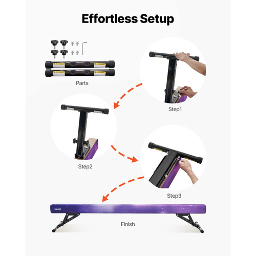 Ρυθμιζόμενη δοκός ισορροπημένης ισορροπίας VEVOR για παιδιά, δοκός γυμναστικής 8FT, ψηλές και χαμηλές δοκοί δαπέδου 5 ρυθμιζόμενων υψών για όλα τα επίπεδα γυμναστικής, επαγγελματικός εξοπλισμός γυμναστικής για το σπίτι και το γυμναστήριο, Galaxy