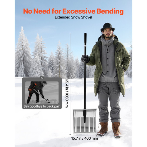 Φτυάρι χιονιού VEVOR για δρόμο, φτυάρι χιονιού από κράμα αλουμινίου πλάτους 40cm, αντιολισθητική λαβή, φτυάρια εκχιονιστικού μεγάλης χωρητικότητας, αποσπώμενο και ελαφρύ εργαλείο αφαίρεσης χιονιού για κήπο, αυτοκίνητο, κάμπινγκ σε εξωτερικούς χώρους