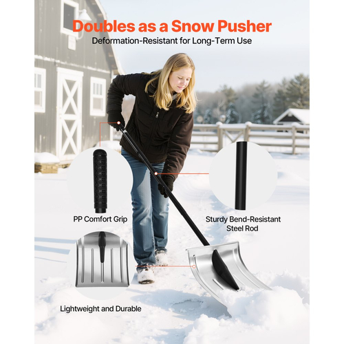 Φτυάρι χιονιού VEVOR για δρόμο, φτυάρι χιονιού από κράμα αλουμινίου πλάτους 40cm, αντιολισθητική λαβή, φτυάρια εκχιονιστικού μεγάλης χωρητικότητας, αποσπώμενο και ελαφρύ εργαλείο αφαίρεσης χιονιού για κήπο, αυτοκίνητο, κάμπινγκ σε εξωτερικούς χώρους