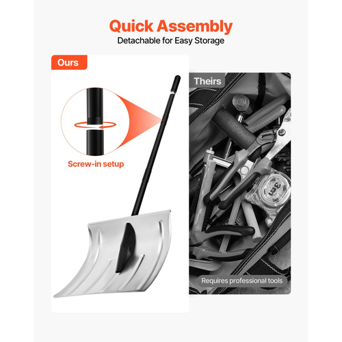 Φτυάρι χιονιού VEVOR για δρόμο, φτυάρι χιονιού από κράμα αλουμινίου πλάτους 40cm, αντιολισθητική λαβή, φτυάρια εκχιονιστικού μεγάλης χωρητικότητας, αποσπώμενο και ελαφρύ εργαλείο αφαίρεσης χιονιού για κήπο, αυτοκίνητο, κάμπινγκ σε εξωτερικούς χώρους