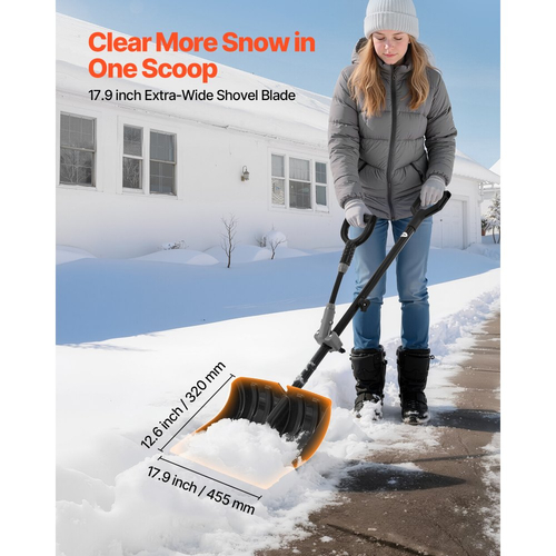 Φτυάρι χιονιού VEVOR για δρόμο, φτυάρι χιονιού πλάτους 45,5 cm με λαβές σε σχήμα D, αντιολισθητική λαβή, φτυάρια εκχιονιστικού μεγάλης χωρητικότητας, ελαφρύ εργαλείο αφαίρεσης χιονιού για κήπο, αυτοκίνητο, κάμπινγκ σε εξωτερικούς χώρους