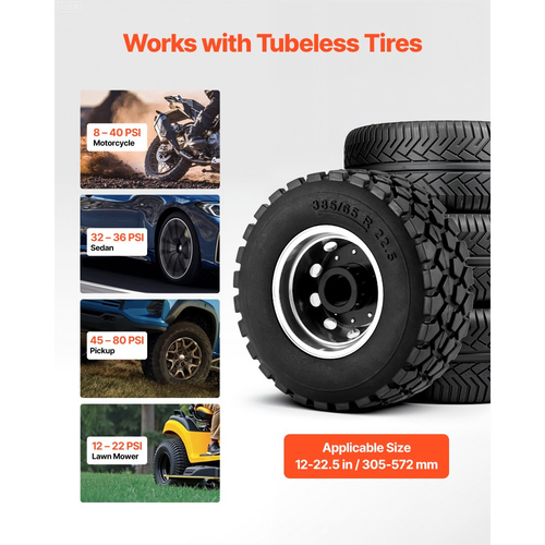 Φορητό εργαλείο φουσκώματος ελαστικών VEVOR, φυσητήρας αέρα 2,6 γαλονιών/10 λίτρων, φορητό εργαλείο φουσκώματος ελαστικών, πίεση λειτουργίας 87-116 PSI, φουσκωτής θέσης με σκανδάλη για αυτοκίνητο, συμπαγές SUV, ελαφρύ φορτηγό, ηλεκτρικό ποδήλατο, τροχόσπιτο, ATV