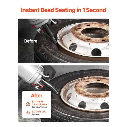 Φορητό εργαλείο φουσκώματος ελαστικών VEVOR, φυσητήρας αέρα 3,2 γαλονιών / 12 λίτρων, φορητό εργαλείο φουσκώματος ελαστικών, πίεση λειτουργίας 87-116 PSI, φουσκωτής θέσης σκανδάλης για αυτοκίνητο, συμπαγές SUV, ελαφρύ φορτηγό, ηλεκτρικό ποδήλατο, τροχόσπιτο, ATV