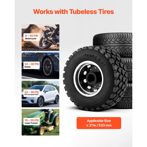 Φορητό εργαλείο φουσκώματος ελαστικών VEVOR, φυσητήρας αέρα 2,1 γαλονιών / 8 λίτρων, φορητό εργαλείο φουσκώματος ελαστικών, πίεση λειτουργίας 87-116 PSI, φουσκωτής θέσης σκανδάλης για αυτοκίνητο, συμπαγές SUV, ελαφρύ φορτηγό, ηλεκτρικό ποδήλατο, τροχόσπιτο, ATV