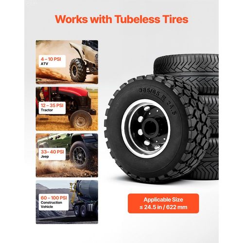 VEVOR Αεροδυναμικό Εργαλείο Αερόθερμου Ελαστικών, 10 Gal / 37,9 L, Εργαλείο Αερόθερμου Ελαστικών Βαρέως Τύπου, Πίεση Λειτουργίας 87-116 PSI, Φουσκωτή Σέλας με Σκανδάλη Αέρα για ATV, Τρακτέρ, Pickup, Φορτηγό, Jeep, RV, UTV, Κίτρινο
