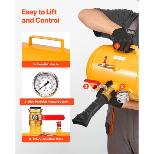 Φουσκωτή χοάνη ελαστικού VEVOR, 5 γαλόνια / 18,9 λίτρα, Εργαλείο εκτόξευσης χοάνης ελαστικού βαρέως τύπου, Πίεση λειτουργίας 87-116 PSI, Φουσκωτή χοάνης με αέρα για φορτηγό, ATV, τζιπ, βαν, τρακτέρ γκαζόν, τροχόσπιτο, κίτρινο