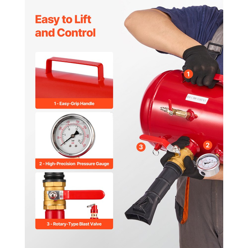 VEVOR Αεροδυναμικό Εργαλείο Αερισμού Ελαστικών, 5 Γαλόνια / 18,9 Λ, Εργαλείο Αερισμού Ελαστικών Βαρέως Τύπου, Πίεση Λειτουργίας 87-116 PSI, Φουσκωτή Σέλας με Σκανδάλη Αέρα για Pickup, Φορτηγό, ATV, Jeep, Van, Τρακτέρ, RV, Κόκκινο
