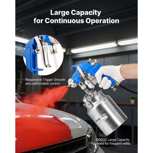 Πιστόλι ψεκασμού VEVOR Siphon Feed, Πιστόλι ψεκασμού αέρα υψηλής ψεκασμού, Ψεκαστήρας βαφής αυτοκινήτου 1000cc με ακροφύσιο 1,8 mm, ρυθμιζόμενη παροχή και όγκος αέρα για βάψιμο αυτοκινήτου, επίπλων, τοίχων, σπιτιού