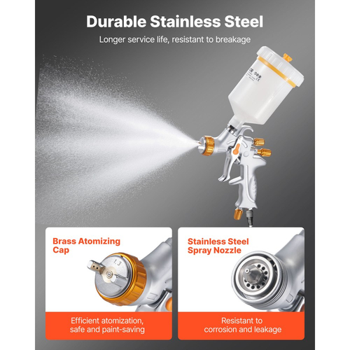 Πιστόλι ψεκασμού αέρα VEVOR HVLP, πιστόλι ψεκασμού βαφής με τροφοδοσία βαρύτητας με 3 ακροφύσια (1,3/1,4/1,7mm), αυτόματος ψεκαστήρας βαφής χωρητικότητας 600ml με ρυθμιστή αέρα για αστάρια αυτοκινήτων, διαφανή χρώματα και τελικά χρώματα