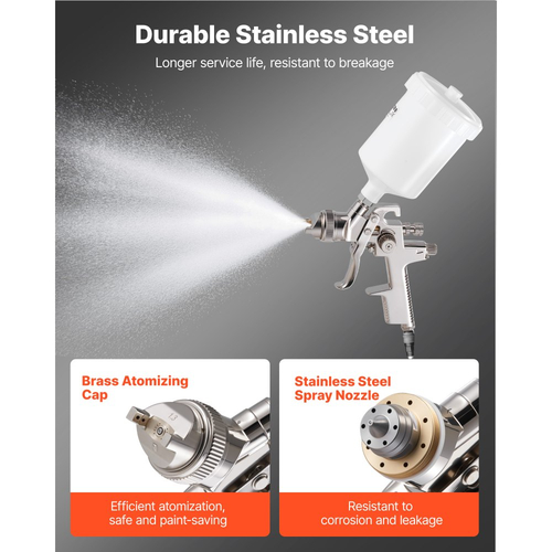 Πιστόλι ψεκασμού αέρα VEVOR LVLP, πιστόλι ψεκασμού χρώματος με τροφοδοσία βαρύτητας με 3 ακροφύσια (1,3/1,4/1,7mm), ψεκαστήρας χρώματος αυτοκινήτου χωρητικότητας 600ml με ρυθμιστή αέρα για έπιπλα, βαφή αυτοκινήτων, βελτίωση σπιτιού