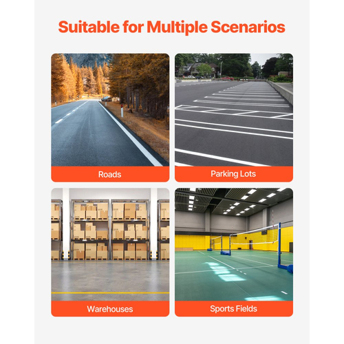 Μηχανή σήμανσης γραμμών VEVOR, 610 x 330 x 900 mm, 4 τροχοί, βαρέως τύπου μηχανή γραμμών με ρυθμιζόμενο πλάτος 56-102 mm, Δημιουργία καθαρής γραμμής άκρων για δρόμους, χώρους στάθμευσης, αθλητικά γήπεδα, κίτρινο