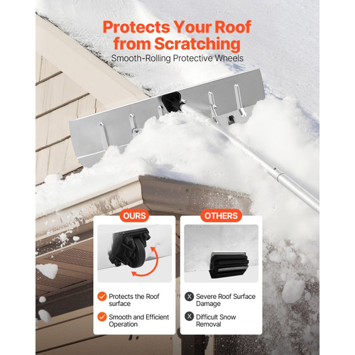Τσουγκράνα χιονιού VEVOR, λεπίδα αλουμινίου 66 cm, ρυθμιζόμενη ξύστρα χιονιού στέγης 2,3-6 m με ρόδες, εργαλείο αφαίρεσης χιονιού με αντιολισθητική λαβή, ελαφριά τσουγκράνα στέγης σπιτιού για αφαίρεση φύλλων και υπολειμμάτων