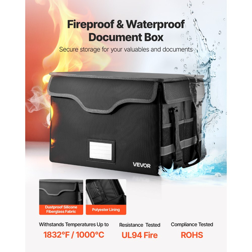 Πυράντοχο Κουτί Εγγράφων VEVOR, Θερμομονωμένο Πυράντοχο & Αδιάβροχο Κουτί 1000 ℃ με Κλειδαριά, Φορητός Οργανωτής Αποθήκευσης Αρχείων, Οικιακό Γραφείο, Ταξιδιωτική Χρήση, για Διαβατήρια, Σημαντικά Έγγραφα & Αρχεία