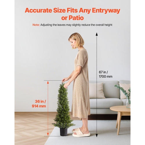 Τεχνητά Κέδροι VEVOR Topiary, Σετ 2 Φυτών Ψεύτικου Πεύκου 914 χιλ., Ψεύτικο Δέντρο Μεταξιού που Φαίνεται Αληθινό, Εύκολη Συναρμολόγηση για Διακόσμηση, Μπροστινή Βεράντα, Εξωτερική Αίθριο, Κήπος, Μπαλκόνι, Αυλή, Εσωτερικό Γραφείο