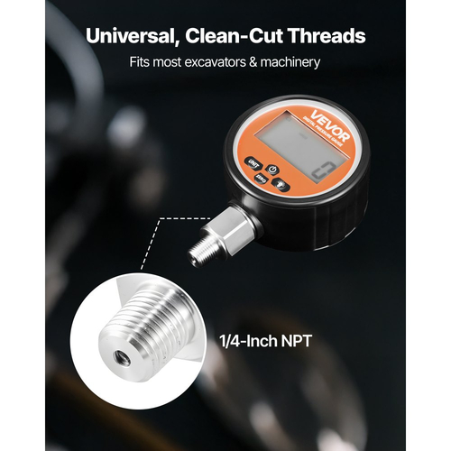 Ψηφιακός μετρητής υδραυλικής πίεσης VEVOR, αισθητήρας υδραυλικής πίεσης 0-700 Bar (0-10000 PSI), μανόμετρο με είσοδο βάσης NPT για μηχανήματα κατασκευής εκσκαφέα, αδιάβροχο περίβλημα από ανοξείδωτο χάλυβα