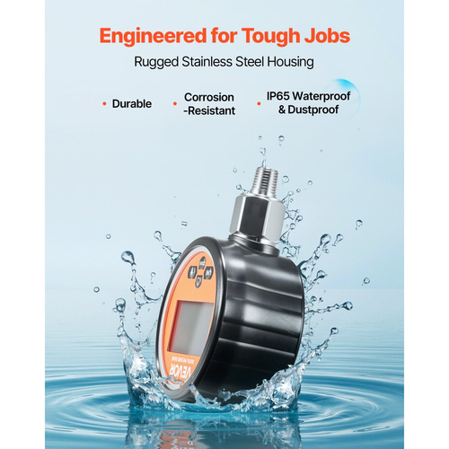 Ψηφιακός μετρητής υδραυλικής πίεσης VEVOR, αισθητήρας υδραυλικής πίεσης 0-700 Bar (0-10000 PSI), μανόμετρο με είσοδο βάσης NPT για μηχανήματα κατασκευής εκσκαφέα, αδιάβροχο περίβλημα από ανοξείδωτο χάλυβα