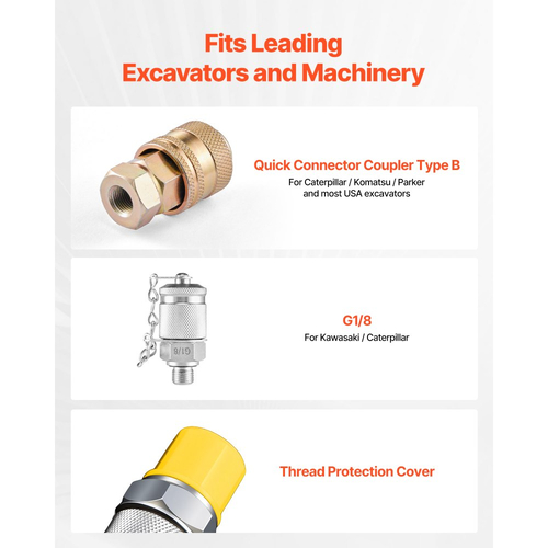 Ψηφιακό κιτ σύνδεσης δοκιμής υδραυλικής πίεσης VEVOR, μετρητής μανόμετρου πίεσης 700 Bar με 1 μετρητή, 1 σύνδεσμο δοκιμής, 1 σύνδεσμο γρήγορης απελευθέρωσης και 1 εύκαμπτο σωλήνα για μηχανήματα κατασκευών εκσκαφέων