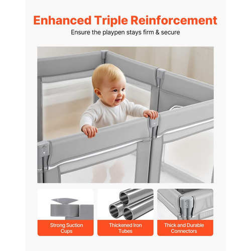 Παιδικό Πάρκο VEVOR, Πτυσσόμενο Πάρκο για Νήπια 1200 x 1200 χιλ., Εσωτερική/Εξωτερική Παιδική Κήπος με Φερμουάρ & Μαλακό Αναπνεύσιμο Δίχτυ, Κέντρο Δραστηριοτήτων Χωρίς Κενά για Νήπια 6 - 24 Μηνών