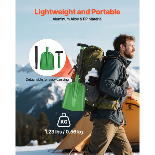 Φτυάρι χιονιού VEVOR για δρόμο, Φτυάρι χιονιού από κράμα αλουμινίου πλάτους 21,5 cm με λαβές σε σχήμα Τ, Φτυάρια εκχιονισμού μεγάλης χωρητικότητας, Φορητό & ελαφρύ εργαλείο αφαίρεσης χιονιού για κήπο, αυτοκίνητο, κάμπινγκ