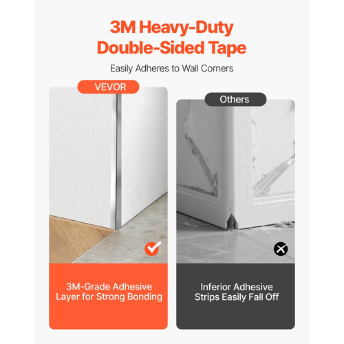 Προστατευτικό γωνιών τοίχου VEVOR από ανοξείδωτο ατσάλι, 50 x 50 x 1217 mm, Συσκευασία 10 μεταλλικών γωνιακών προστατευτικών, διακοσμητικό άκρο από ανοξείδωτο ατσάλι 304, γωνία 90 μοιρών, για προστασία τοίχου σπιτιού, γραφείου, επαγγελματικής χρήσης, με ταινία 3 μέτρων
