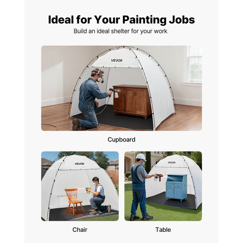 Φορητή σκηνή βαφής VEVOR, Σταθμός σκηνής βαφής 2330 x 1720 x 1900mm, Στέγαστρο ψεκασμού με ενσωματωμένο δάπεδο και πλέγμα, Μεγάλος χώρος, Σκηνές βαφής με ψεκασμό Oxford για ντουλάπια, καρέκλες, τραπέζια
