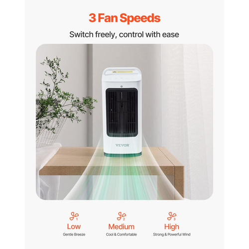 Φορητό κλιματιστικό VEVOR, ψύκτης αέρα με εξάτμιση 4 σε 1, μίνι κλιματιστικό 3 ταχυτήτων με έξυπνο χρονοδιακόπτη 0-7 ωρών, δεξαμενή νερού 1700ml, φως 7 χρωμάτων, προσωπικός μίνι ανεμιστήρας AC γραφείου για υπνοδωμάτιο/γραφείο