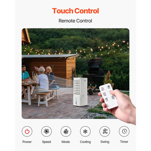 Φορητό Κλιματιστικό VEVOR, Κλιματιστικό Swamp Cooler 9L 550 CFM με Χρονοδιακόπτη 12 ωρών και Τηλεχειριστήριο, Ψύκτης Αέρα με Εξάτμιση 3 Ταχυτήτων με 2 Θήκες Πάγου, Αθόρυβο & Κινητό, Ιδανικό για Εξωτερική & Εσωτερική Χρήση