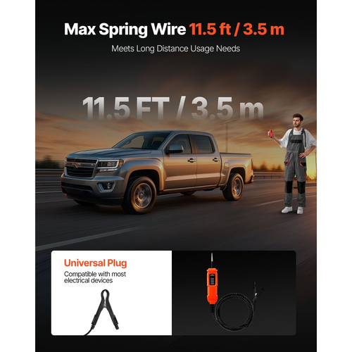 Δοκιμαστής κυκλώματος αυτοκινήτου VEVOR, Δοκιμαστής κυκλώματος ισχύος 3 - 72 DCV με οθόνη LED και φωτισμό, Δοκιμαστής ισχύος αυτοκινήτου με καλώδιο 11,5 ft / 3,5 m, Ηλεκτρικός ανιχνευτής κελύφους ABS