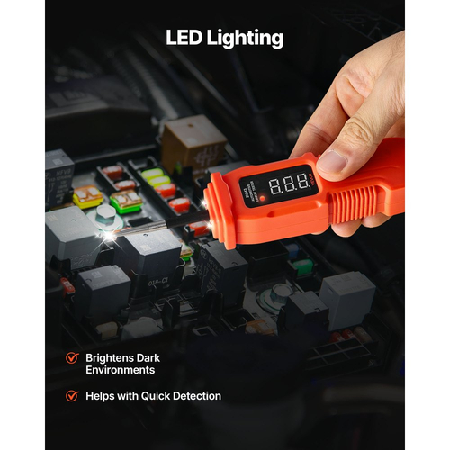 Δοκιμαστής κυκλώματος αυτοκινήτου VEVOR, Δοκιμαστής κυκλώματος ισχύος 3 - 72 DCV με οθόνη LED και φωτισμό, Δοκιμαστής ισχύος αυτοκινήτου με καλώδιο 11,5 ft / 3,5 m, Ηλεκτρικός ανιχνευτής κελύφους ABS