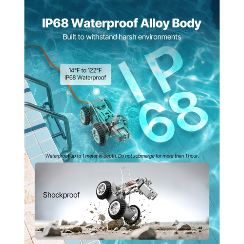 Ρομπότ Επιθεώρησης Σωλήνων Αποχέτευσης VEVOR, Ρομπότ Ανίχνευσης Αγωγών 394FT/120m με Εμπρόσθια/Πίσω Κάμερα 2MP & Tablet με Οθόνη Αφής, Κάμερα Υδραυλικών IP68 με Φώτα & Μετρητή Απόστασης για Βιομηχανικούς Σωλήνες
