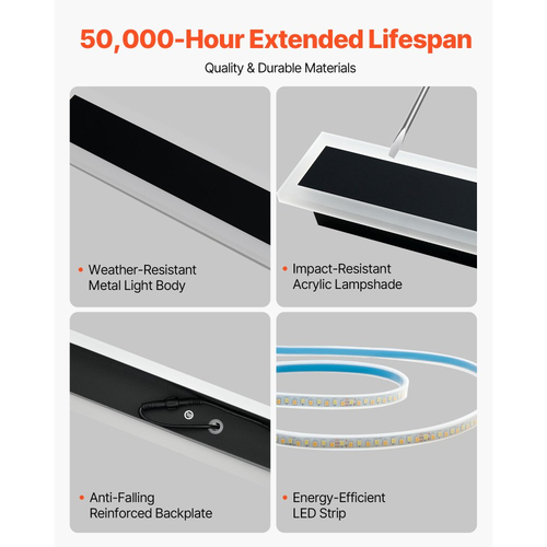 VEVOR Εξωτερικά Φωτιστικά Τοίχου, Πακέτο των 2, Μοντέρνα Εξωτερικά Φωτιστικά Τοίχου με Λωρίδα 1200 mm, Θερμό Λευκό 3000K, IP65 Αδιάβροχο Αντισκωριακό Εξωτερικό Φωτιστικό Τοίχου, για Σπίτι, Βεράντα, Γκαράζ