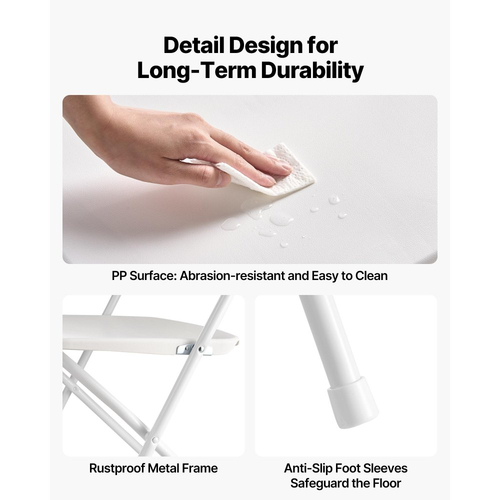 Πακέτο 6 πτυσσόμενων καρεκλών VEVOR, πτυσσόμενες πλαστικές καρέκλες με μεταλλικό σκελετό βαρέως τύπου, φορητές πτυσσόμενες καρέκλες τραπεζιού με κάρτες, στοιβαζόμενα εσωτερικά και εξωτερικά καθίσματα για σπίτι, αυλή, κήπο, πάρτι, εκδηλώσεις, λευκό