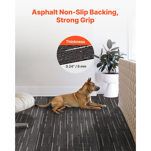 Πλακάκια χαλιού VEVOR Επαναχρησιμοποιούμενα 610x610 mm, 24 τεμάχια αρθρωτό τετράγωνο χαλί, Εμπορικό δάπεδο με μαλακή επένδυση για κάλυψη χωρίς ραφές 8,9㎡, Εύκολη αντικατάσταση DIY για σαλόνι, υπνοδωμάτιο, γραφείο, εσωτερικό, γκρι