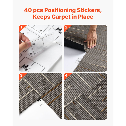 Πλακάκια χαλιού VEVOR Επαναχρησιμοποιούμενα 610x610 mm, 24 τεμάχια αρθρωτό τετράγωνο χαλί, Εμπορικό δάπεδο με μαλακή επένδυση για κάλυψη χωρίς ραφές 8,9㎡, Εύκολη αντικατάσταση DIY για σαλόνι, υπνοδωμάτιο, γραφείο, εσωτερικό, σκούρο καφέ