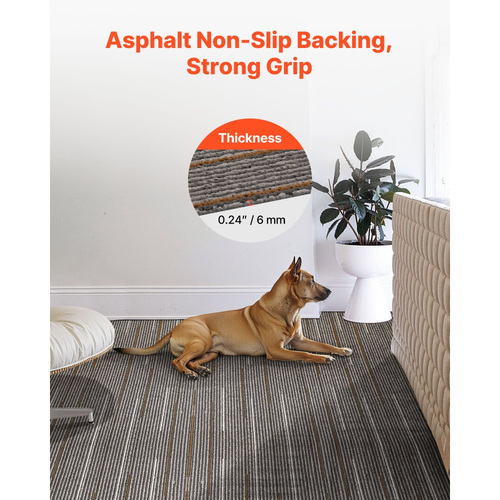 Πλακάκια χαλιού VEVOR Επαναχρησιμοποιούμενα 610x610 mm, 24 τεμάχια αρθρωτό τετράγωνο χαλί, Εμπορικό δάπεδο με μαλακή επένδυση για κάλυψη χωρίς ραφές 8,9㎡, Εύκολη αντικατάσταση DIY για σαλόνι, υπνοδωμάτιο, γραφείο, εσωτερικό, σκούρο καφέ