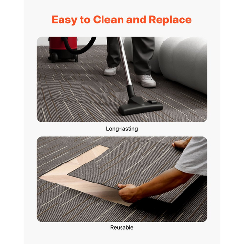 Πλακάκια χαλιού VEVOR Επαναχρησιμοποιούμενα 610x610 mm, 24 τεμάχια αρθρωτό τετράγωνο χαλί, Εμπορικό δάπεδο με μαλακή επένδυση για κάλυψη χωρίς ραφές 8,9㎡, Εύκολη αντικατάσταση DIY για σαλόνι, υπνοδωμάτιο, γραφείο, εσωτερικό, σκούρο καφέ