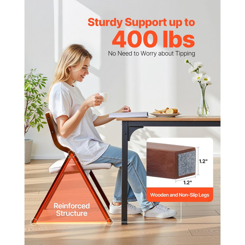 Ξύλινες πτυσσόμενες καρέκλες VEVOR με μαξιλάρι, σετ 4 τεμαχίων, Φορητή πτυσσόμενη καρέκλα με μαξιλάρι και ξύλινο σκελετό, Μοντέρνα επενδεδυμένη καρέκλα τραπεζαρίας για κουζίνα, γραφείο, γάμο, πάρτι, τραπεζαρία, εύκολη συναρμολόγηση, λευκό