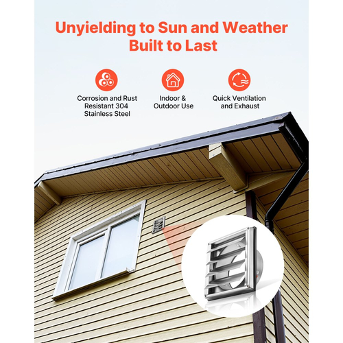 Κάλυμμα εξαερισμού τοίχου VEVOR 97mm, τετράγωνο κάλυμμα αετώματος εξαερισμού AC με περσίδες, από ανοξείδωτο ατσάλι υψηλής ποιότητας και με ελαστική φλάντζα μείωσης θορύβου, για σπίτι, μπάνιο, γκαράζ, κουζίνα, υπόγειο (1 τεμάχιο, ασημί)