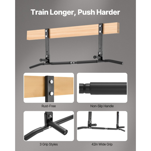 Μπάρα έλξης VEVOR για στήριξη σε δοκό, Μπάρα οροφής για γυμναστική στο σπίτι, έλξεις πολλαπλών λαβών, Πολυλειτουργικός σταθμός προπόνησης πλάτους 42 ιντσών, Μπάρες προπόνησης άνω μέρους σώματος από χάλυβα βαρέως τύπου, Χωρητικότητα 440 λίβρες