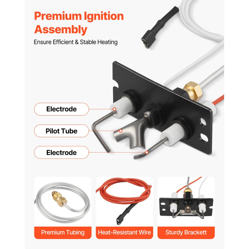 Συγκρότημα πιλότου αερίου VEVOR, OE 2090-012, 2198-012, Συγκρότημα πιλότου τζακιού αερίου SRV2090-012, Αντικατάσταση ανάφλεξης φυσικού αερίου, Τοποθέτηση θερμαντήρα, Heat & Glo, Quadra-Fire, Υπαίθριος τρόπος ζωής, Majestic