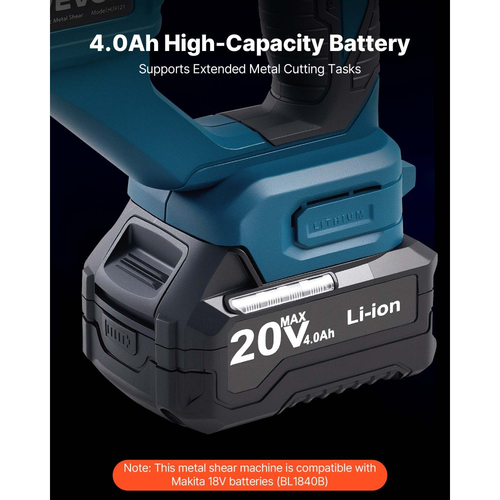 Ψαλίδι Μετάλλου VEVOR, Ασύρματο Κόφτης Λαμαρινιού με Κεφαλή Περιστροφής 360 Μοιρών, Διπλές Λεπίδες, 220VAC 20VDC, Κόβει 1,22 mm Γαλβανισμένο Χάλυβα, 1 mm Ανοξείδωτο Χάλυβα, Αλουμίνιο, Πλαστικό, Χαρτόνι, 2800SPM