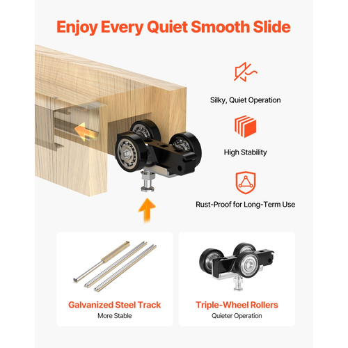 Κιτ Πλαισίου Πόρτας Pocket VEVOR, για Πόρτα Πλάτους 610-914mm και Ύψους 2032mm, Κιτ Πόρτας Pocket με Μηχανισμό Ομαλού Κλεισίματος Δύο Κατευθύνσεων, Ομαλή Ολίσθηση, Εύκολη Εγκατάσταση, Ξύλο και Γαλβανισμένο Ατσάλι, για Σαλόνι