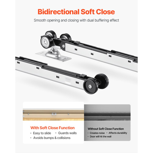 Κιτ Πλαισίου Πόρτας Pocket VEVOR, για Πόρτα Πλάτους 610-914mm και Ύψους 2032mm, Κιτ Πόρτας Pocket με Μηχανισμό Ομαλού Κλεισίματος Δύο Κατευθύνσεων, Ομαλή Ολίσθηση, Εύκολη Εγκατάσταση, Γαλβανισμένος Ατσάλι Premium, για Σαλόνι