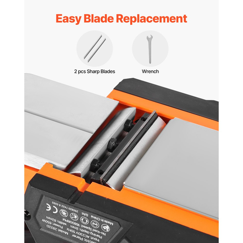 Ηλεκτρική πλάνη χειρός VEVOR, πλάτος κοπής 82 mm, 650W 16800 RPM ηλεκτρική πλάνη χειρός με καλώδιο για ξύλο, με ρυθμιζόμενο βάθος κοπής, 2 λεπίδες, για ξυλουργική, λοξοτομή ξύλου, DIY εργαλείο ξυλουργικής με λείο φινίρισμα