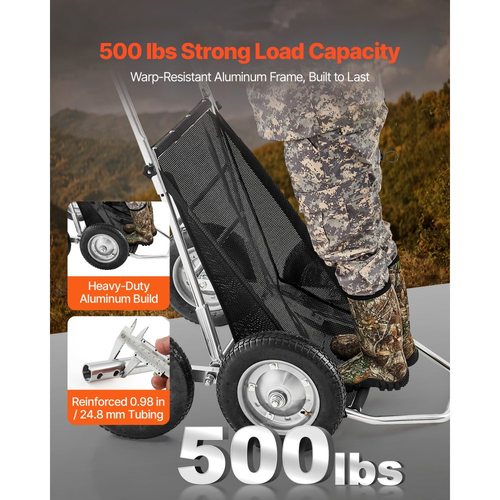 Καρότσια θηραμάτων VEVOR για κυνήγι, καρότσι μεταφοράς ελαφιών 500 λιβρών, καρότσι με ερπυστριοφόρο όχημα βαρέως τύπου, πτυσσόμενο καρότσι μεταφοράς ελαφιών παντός εδάφους με ελαστικά απορρόφησης κραδασμών, καρότσι βοηθητικού εξοπλισμού για κυνήγι και ψάρεμα, πεζοπορία