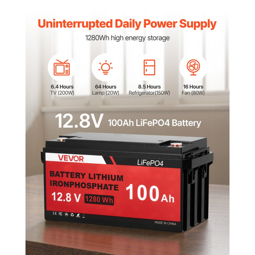 Κιτ ηλιακής αιολικής ενέργειας VEVOR 12V 600W, 2 τεμάχια μονοκρυσταλλικό πάνελ 100W + ανεμογεννήτρια & ελεγκτής 400W + μπαταρία LiFePO4 12.8V 100Ah + υβριδικός ηλιακός μετατροπέας 1000W για σπίτι, τροχόσπιτο, σκάφος, κάμπινγκ εκτός δικτύου